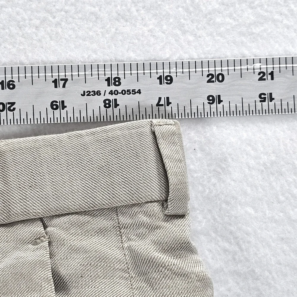 Perry Ellis Mens Beige Linen Tencel Blend Straight Leg Trousers 38x30